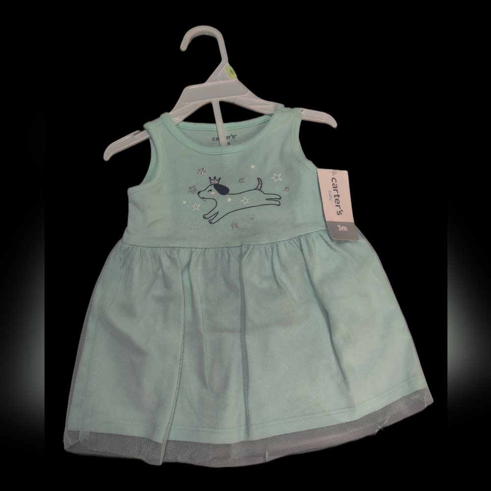Carter's Baby Princess Puppy Blue Tutu Dress with Matching Underwear Size 3mos
